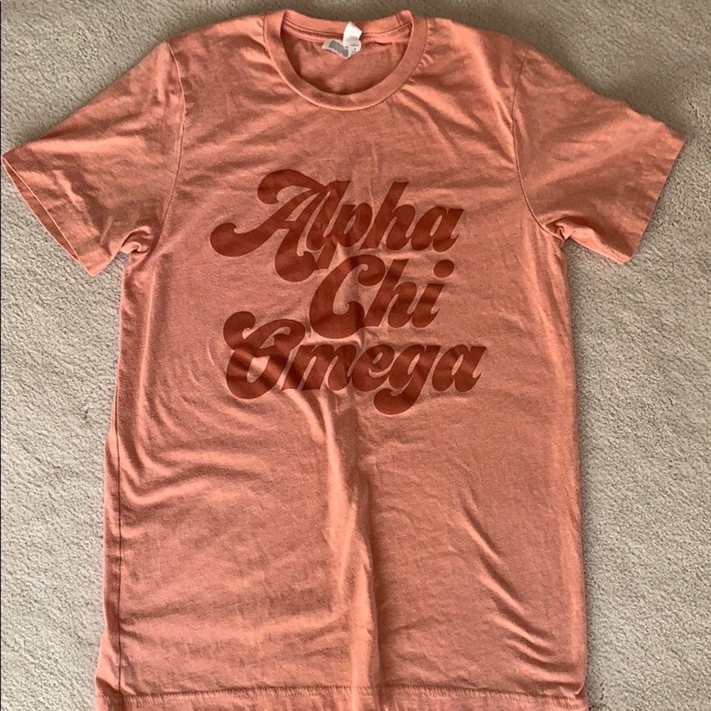 Alpha Chi Omega peach colored t-shirt